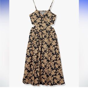 Women’s The Drop plus 5X black midi dress floral pattern cutout sides w/pockets